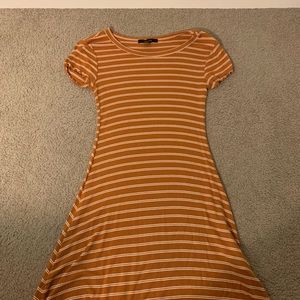 mid thigh orange striped dress